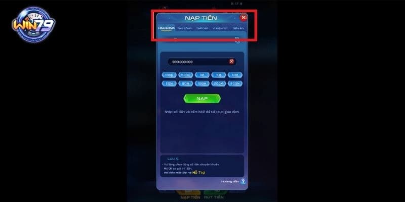 Hướng dẫn chi tiết cách nạp tiền Win79
